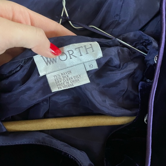 2-Piece Purple Blue Velvet Worth Suit, Size 8 (Jacket) and Size 10 (Pants) - Picture 8 of 8
